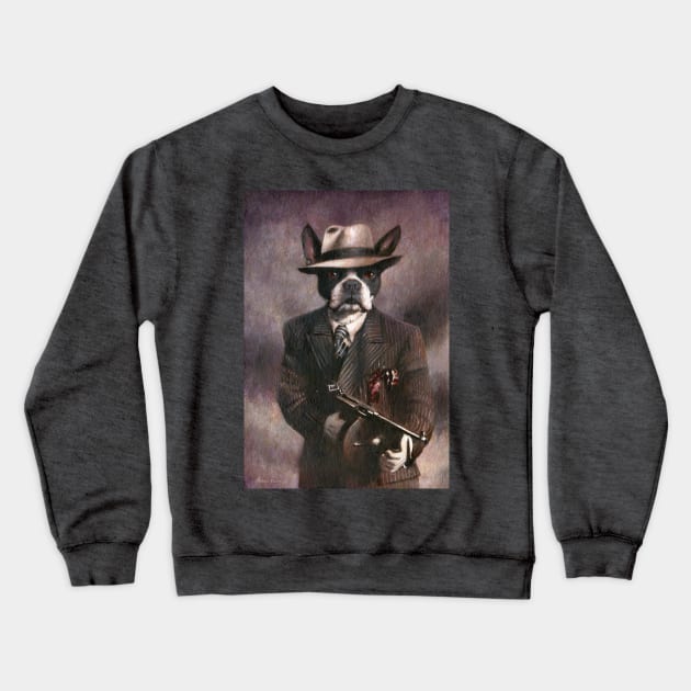 Boston Terrier Gangster Crewneck Sweatshirt by mictomart